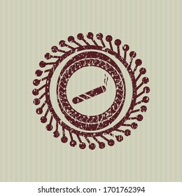 Articulación roja, icono de cigarrillo dentro de la textura de caucho angustiada
