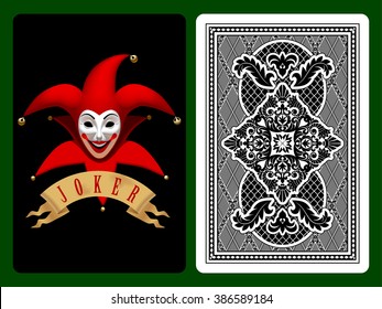 Red Joker Playing Card On Black Stock Vector (Royalty Free) 386589184 ...