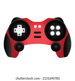 Red joystick icon cartoon vector. Game control. Play button