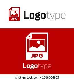 Red JPG file document. Download image button icon isolated on white background. JPG file symbol. Logo design template element. Vector Illustration