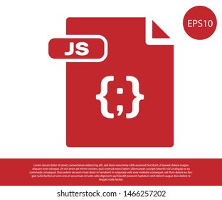 Red JS file document. Download js button icon isolated on white background. JS file symbol.  Vector Illustration