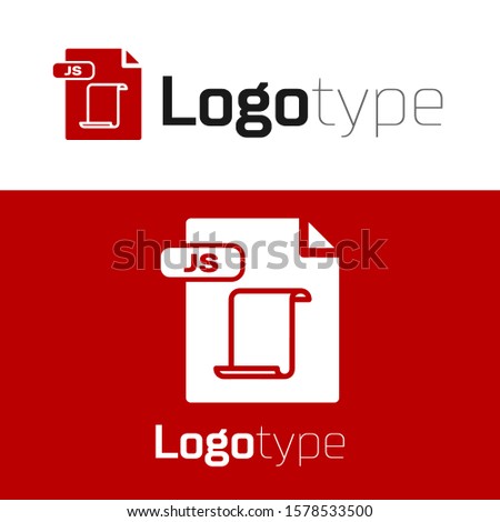 Red JS file document. Download js button icon isolated on white background. JS file symbol. Logo design template element. Vector Illustration