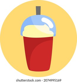 Red juice in cup to go, illustration, vector, on a white background.