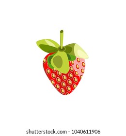 Red juicy strawberry. Isolated icon. Dessert symbol for the menu. Vector illustration.

