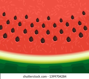 red juicy watermelon slice close up, texture pattern, vector illustration 