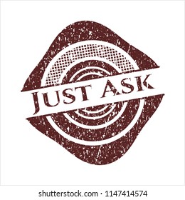 Red Just Ask distressed rubber grunge stamp