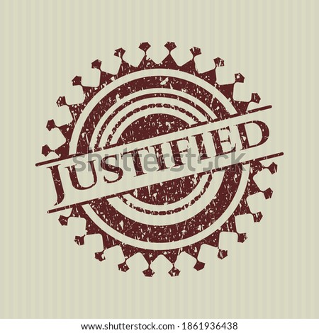 Red Justified distressed grunge seal. 