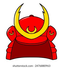 red kabuto samurai helmet illustration hand drawn isolated vector