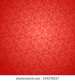 Red kaleidoscope geometric seamless pattern. Flower pattern. Abstract vector background. Seamless winter ornament for Christmas design. Vector illustration. Eps 10