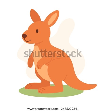 Red kangaroo standing upright with alert expression, kangaroo cartoon is great for educational animal books, wildlife-themed posters, and kids nature projects.