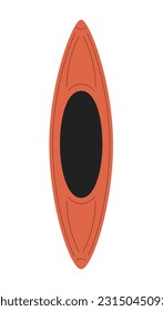 Red kayak vessel semi flat colour vector object. Water sports equipment. Outdoor recreation. Editable cartoon clip art icon on white background. Simple spot illustration for web graphic design