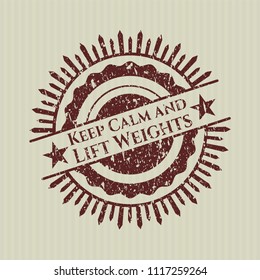 Red Keep Calm and Lift Weights distress grunge style stamp