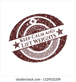 Red Keep Calm and Lift Weights rubber grunge texture stamp