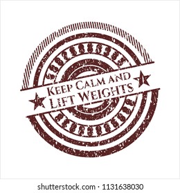 Red Keep Calm and Lift Weights rubber grunge stamp