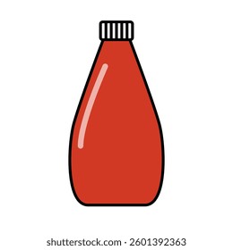 Red ketchup bottle icon. Vector.