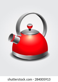 red kettle. art  Vector illustration