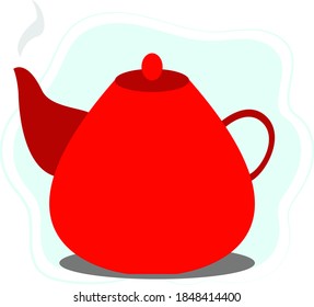 Red Kettle Symbol in einem flachen Stil. Design unterschreiben. Vektorgrafik einzeln auf weißem Hintergrund