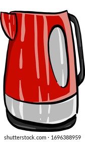 Red kettle, illustration, vector on white background