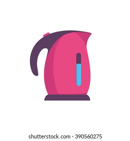 Red kettle, vector, flat, drink, water
