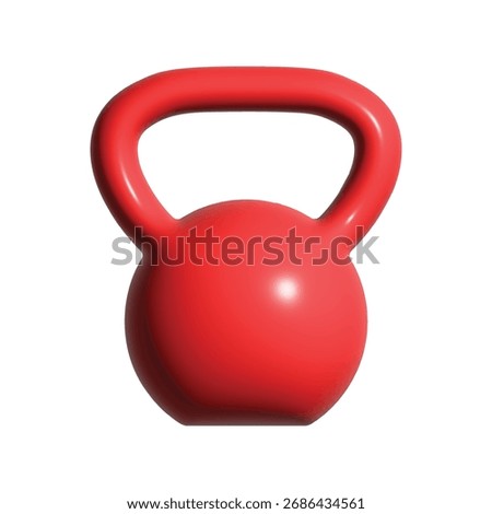 Red kettlebell 3D vector icon isolated on white background. Workout and gym tools, accessories. Sports equipment, gym time concept. Red kettlebell symbol, sport training and fitness design element.
