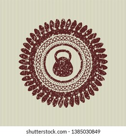 Red kettlebell icon inside grunge stamp