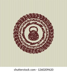 Red kettlebell icon inside rubber seal