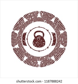 Red kettlebell icon with rubber seal texture
