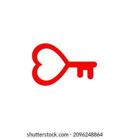 Llave roja con un icono cardíaco. Ilustración vectorial.