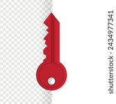 Red key icon for web, vector illustration isolated in white background