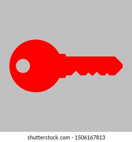 red key logo icon isolated on grey background. vector illustration