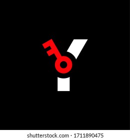 Letra roja del logotipo del vector Y. Vector de diseño de carta de seguridad Y