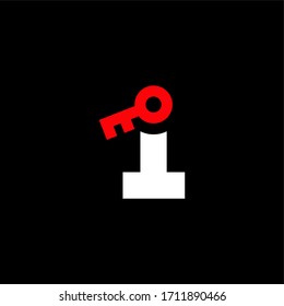 Red Key Vector Logo Number 1. 1 Safety and Security Number Design Vector