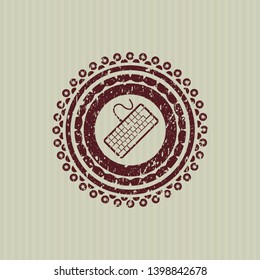 Red keyboard icon inside distressed grunge seal