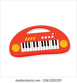 Red Keyboard Music Instrument Vector Illustration