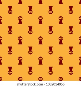 Red Keyhole with eye icon isolated seamless pattern on brown background. The eye looks into the keyhole. Keyhole eye hole. Vector Illustration
