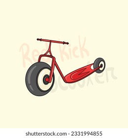 red Kick scooter vector illustration.