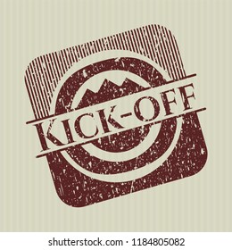 Red Kick-off distressed rubber grunge stamp