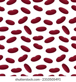 Red kidney bean seamless pattern. Endless texture with Kidney bean on white background. Vector illustration