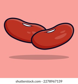 Ilustración de icono del vector de los vectores de riñón rojos. Icono de riñón rojo aislado. Diseño plano