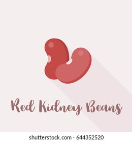 red kidney beans, flat icon with long shadow and name