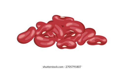 Pila de frijoles rojos aislados sobre fondo blanco. Ilustración plana de dibujos animados de Vector. Icono de leguminosa.