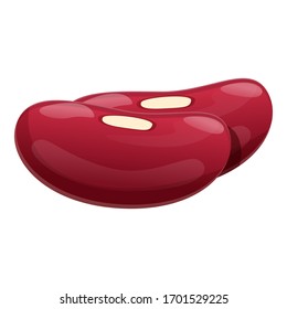 Red kidney beans icon. Cartoon of red kidney beans vector icon for web design isolated on white background