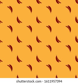 Red Kidney beans icon isolated seamless pattern on brown background.  Vector Illustration