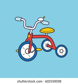 Red kids tricycle vector.