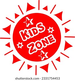 Red "Kids Zone" poster on white background.