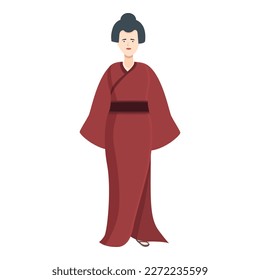 Red kimono icon cartoon vector. Asian person. Wedding girl