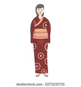 Vector de caricatura de icono del kimono rojo. Persona asiática. Señora de Asia