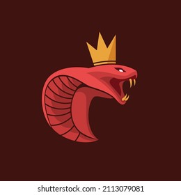 Red king cobra logo template design. Vector illustration.