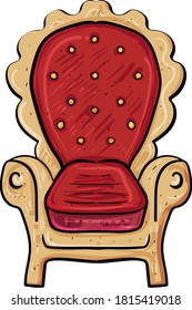 Red king's chair. Doodle elements. Vector clip art illustration. Vector illustration for children.