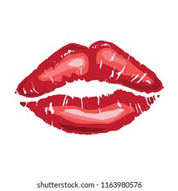 Red kiss lips drawing vector